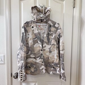 Twill Twenty Two Camo Jacket Blazer Cotton Canvas Hooded Y2K Women's Size Large